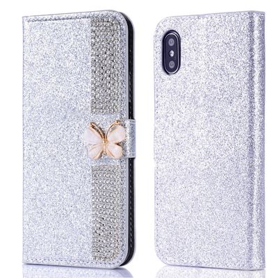Flash bột điện đệm kim cương Inlay Case điện thoại cho Iphone Xr Xs 11 12 13 14 Pro Max Cell Cover
